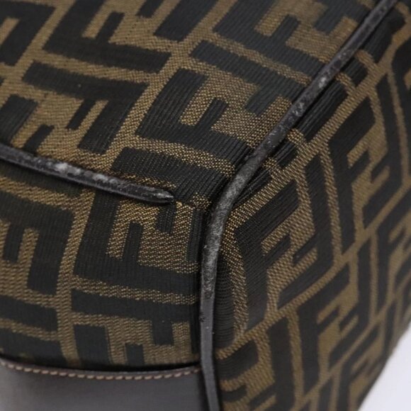 FENDI Zucca Canvas Vanity Pouch Black Brown Auth 139093 - Picture 5 of 16